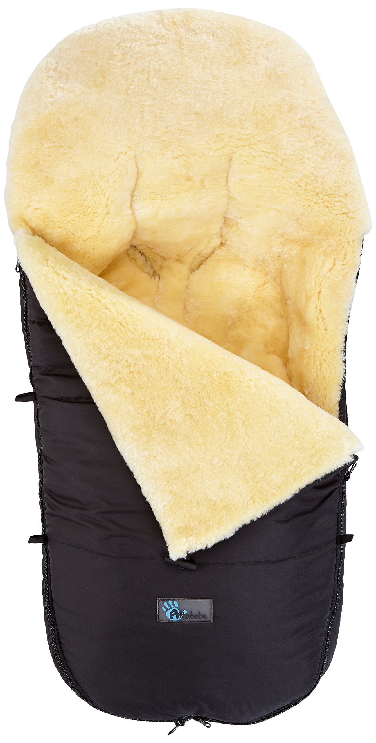 AltaBeBe Bugaboo & Joolz Chancelière d'Hiver avec Fourrure de Mouton pour Poussette 12-36 Mois Noir