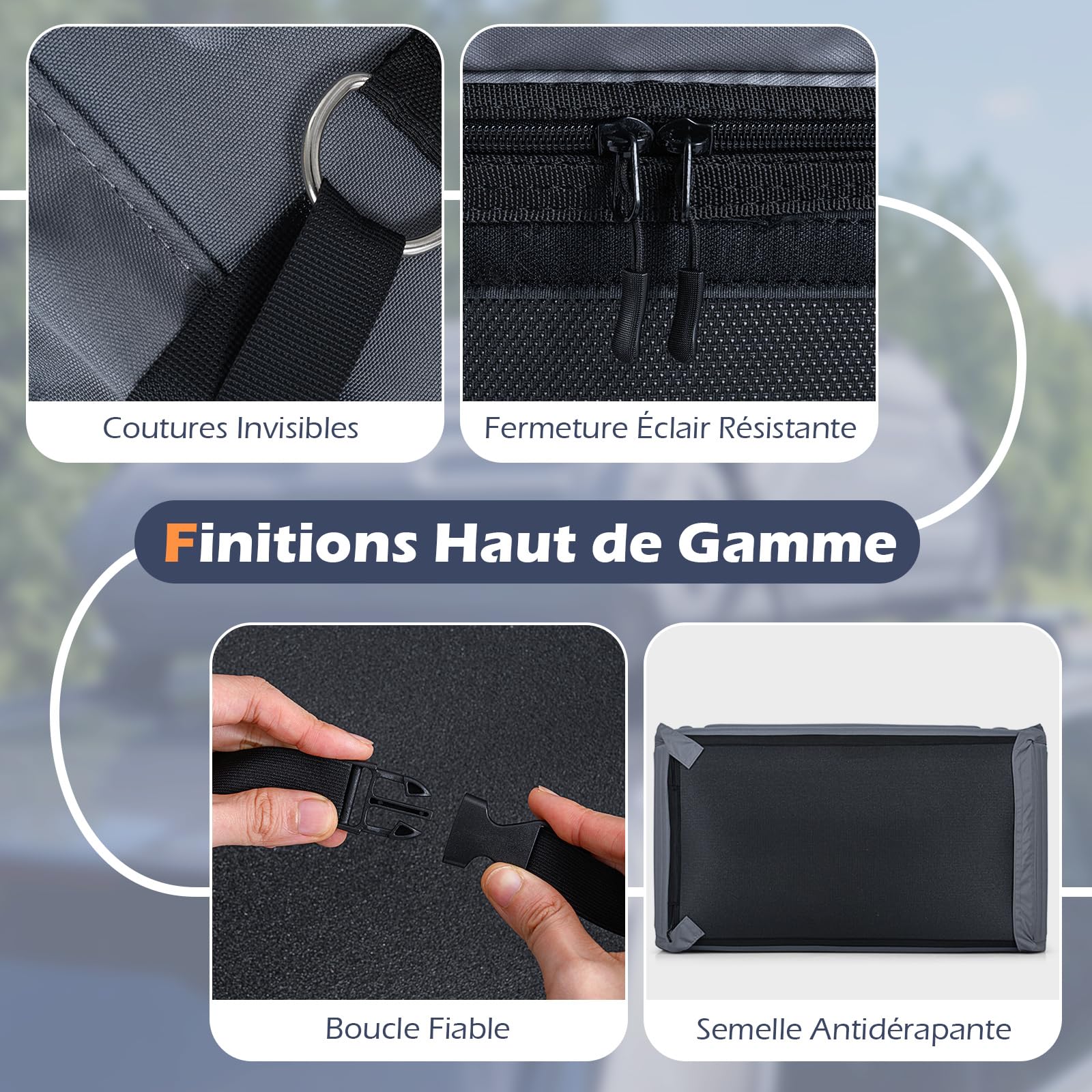 COSTWAY Coffre de Toit pour Voiture, Capacité de 400 L, Résistant aux Intempéries, avec Sangles Robustes, Porte-Bagages de Toit Pratique en PE Mousse pour VUS pour Tous Véhicules (Gris)