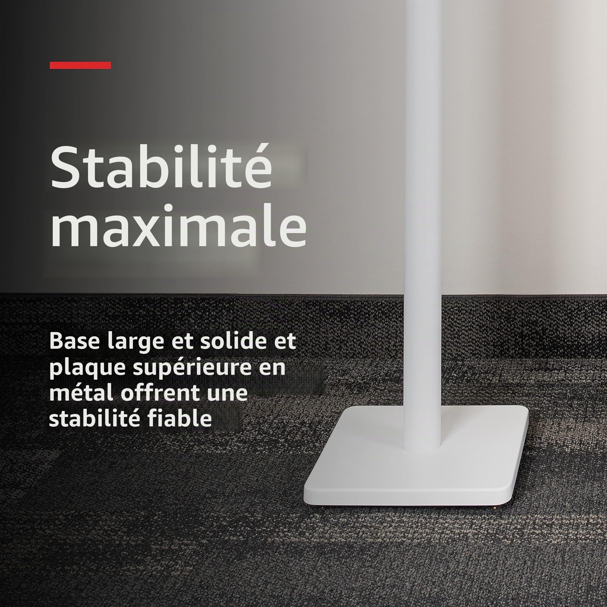 Fluance Paire De Supports D’Enceintes avec Construction Robuste, Pointes De Dérivation, Pieds en Caoutchouc, Gestion des Câbles Et Base Carrée – Blanc Mat