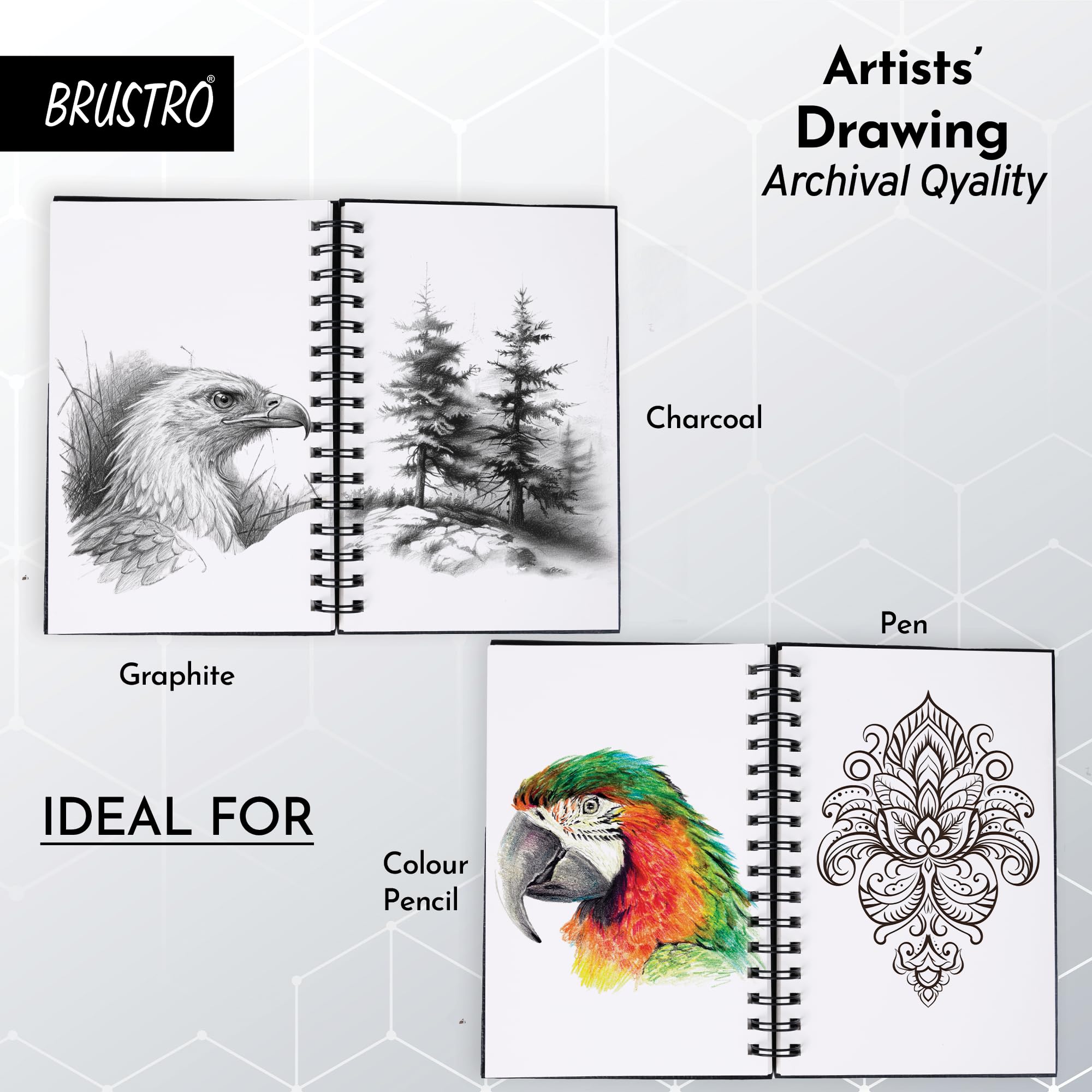 Brustro Artists' Sketch Book Wiro Bound, Size A5 (5.8x8.3 inches), 160 GSM, 116 Pages (Acid Free) | Ideal for Sketching,Shading,Drawing with Pencil,Charcoal,Graphite — Amazon image 5