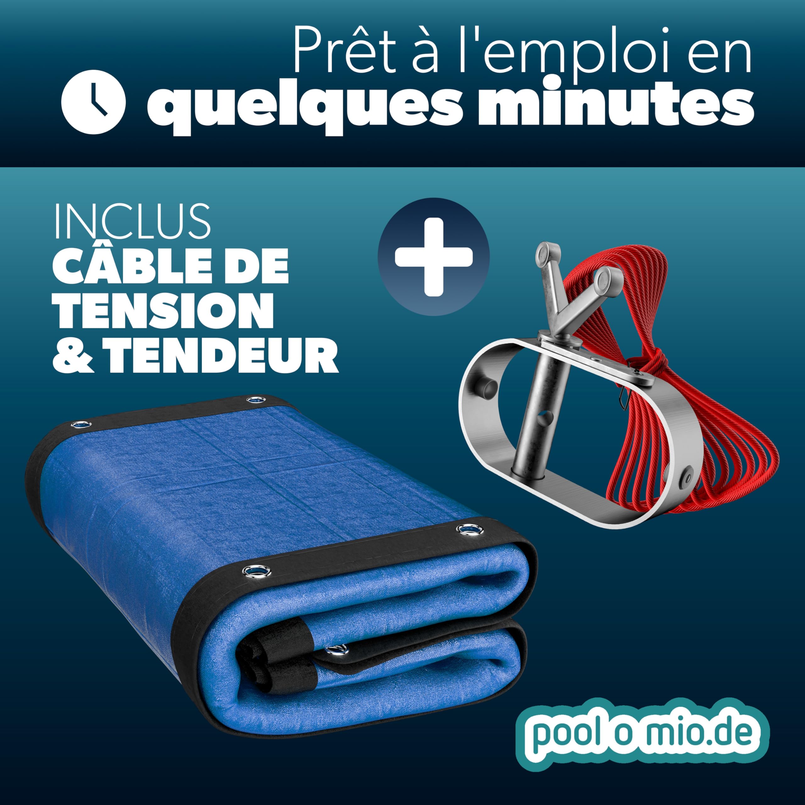 poolomio® Bâche de Piscine rectangulaire 600 × 300 cm | Couverture 2-en-1 Solaire & hivernage 6 × 3 m | Bâche Robuste 200 g/m² PE | Protection UV Anti-algues saletés| Dimensions réelles: 680 x 380 cm