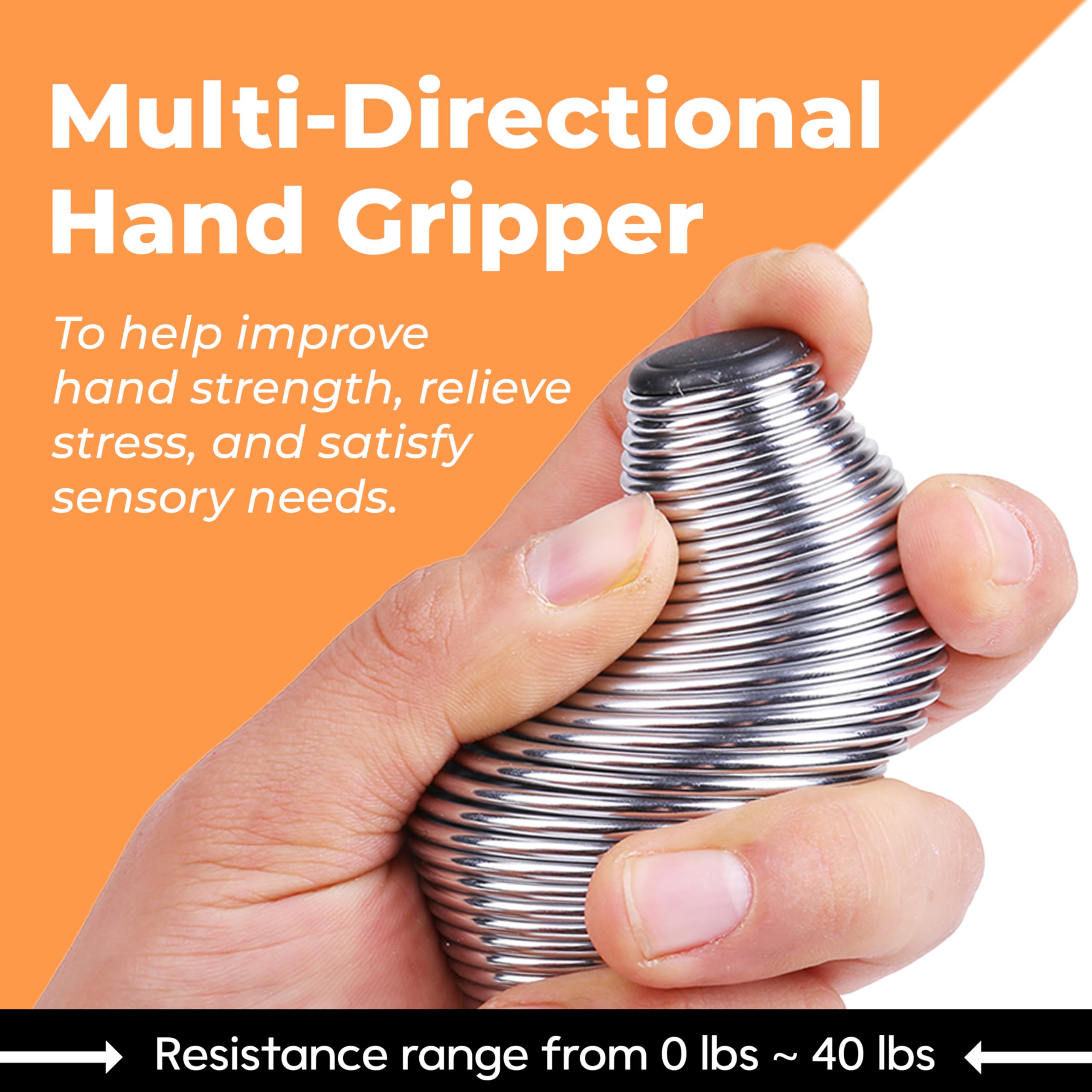 Spring Stress Therapy Ball & Hand Squeeze Ball - Fidget & Strength Trainer - Hand Exerciser Grip Strengthener & Squishy Tools for Wrist Rehab, Stress Relief Hand & Finger Therapy Squeeze Ball