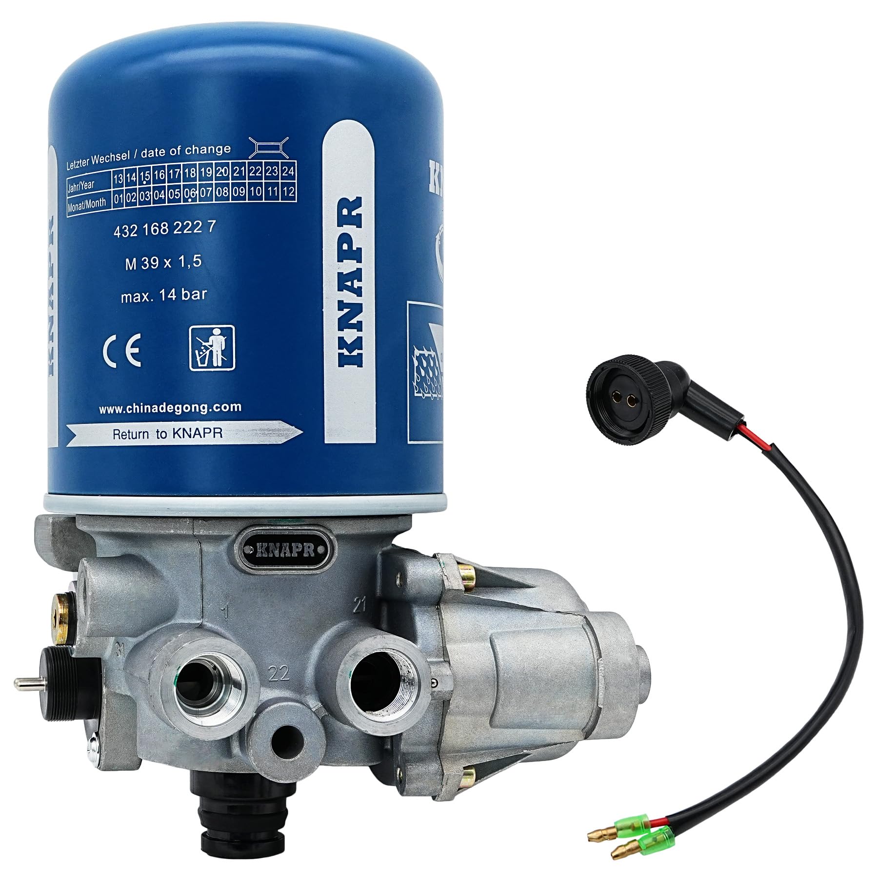 LEVANLIGHT R955205 Air Dryer Compatible with Meritor Wabco System Saver 1200 Series, 12V Interior Cab Fresh Air Filter for Peterbilt, Replaces# 4324130010, TR955205
