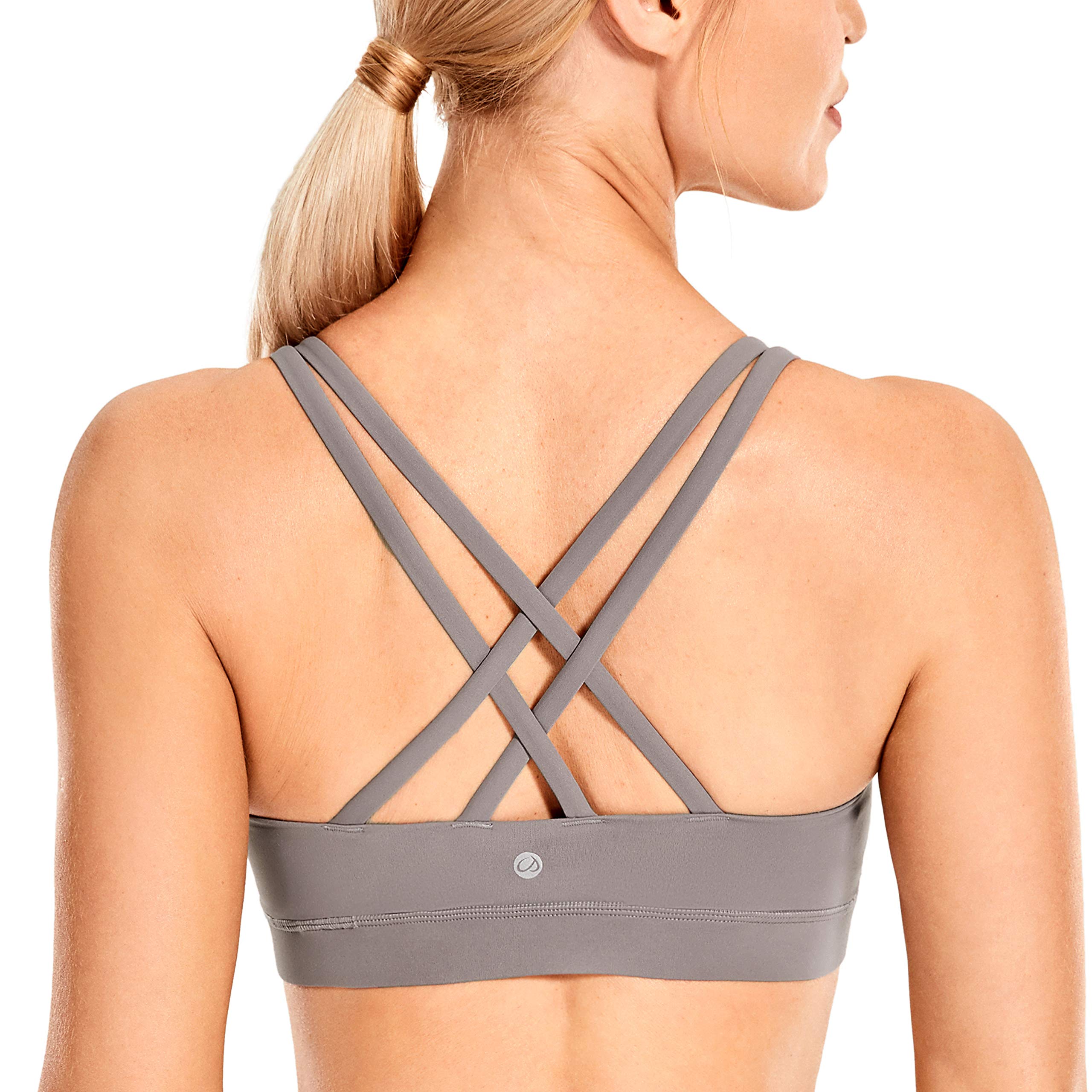 CRZ YOGA Women's Strappy Sports Bras Fitness Workout Padded Yoga Bra Criss Cross Back
