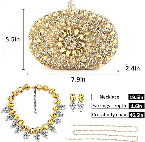 Miniatura 4 de Bolso de mano de cristal con diamantes de imitación para mujer, bolso de noche para fiesta