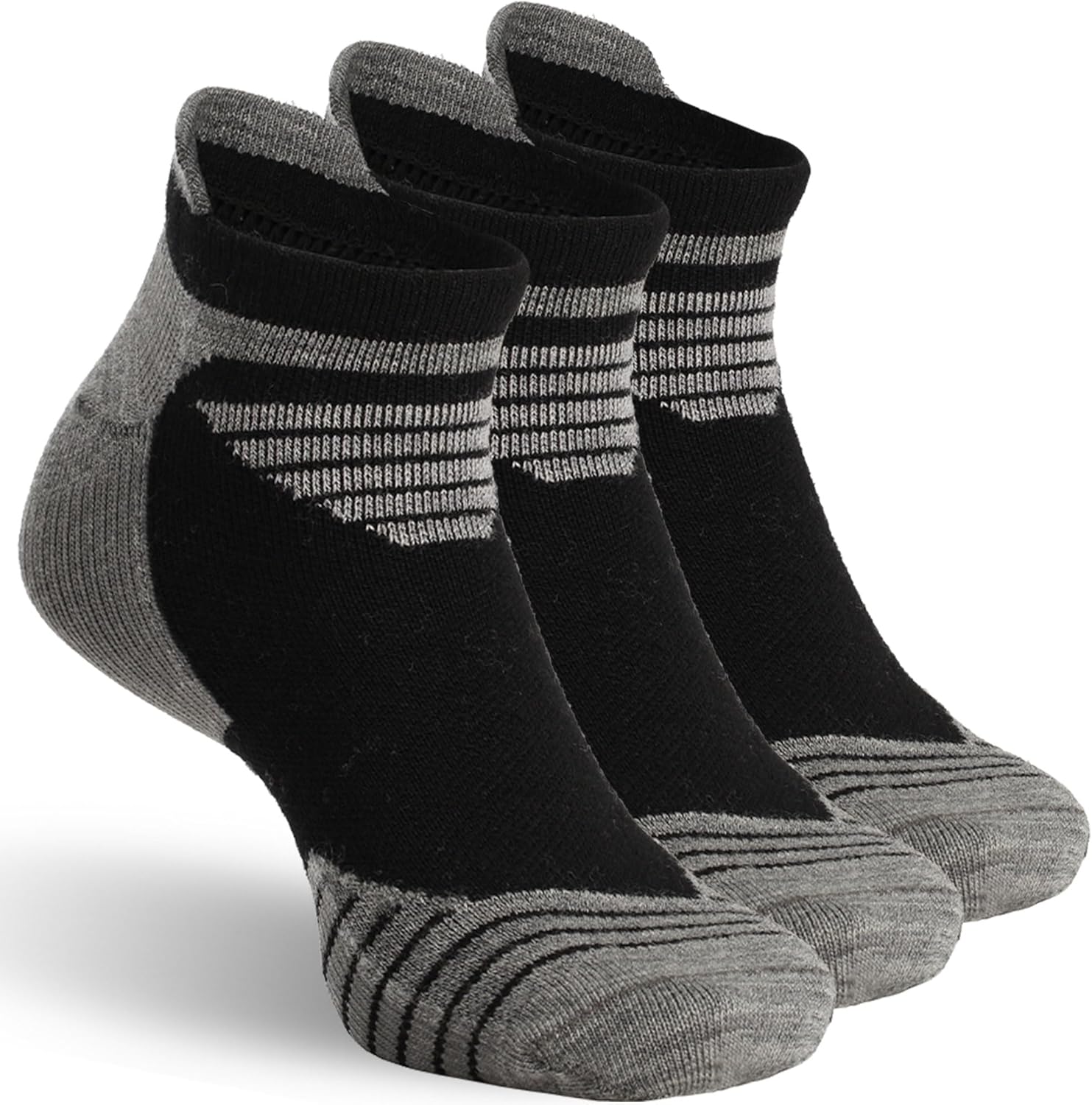 90% Merino Wool Sport Socks, Unisex Athletic Ankle Socks for Running, Hiking & Cycling,3-Pack