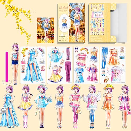 Juego de muñeca de papel de princesa magnética para disfrazarse, juguetes de viaje, actividades en automóvil, viajes por carretera, rompecabezas de