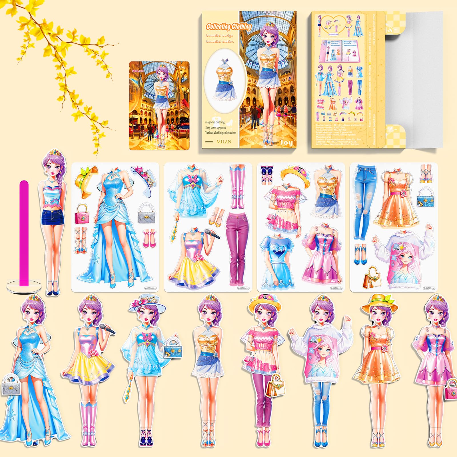 Daniel Axel Magnetic Dress Up Paper Doll Playset,Pretend Play Game Travel Toys Car Road Trip Activity,Magnet Clothes Puzzles Kids Toddler Girls,Preschool Learning Created Imagine Gift (C Set)