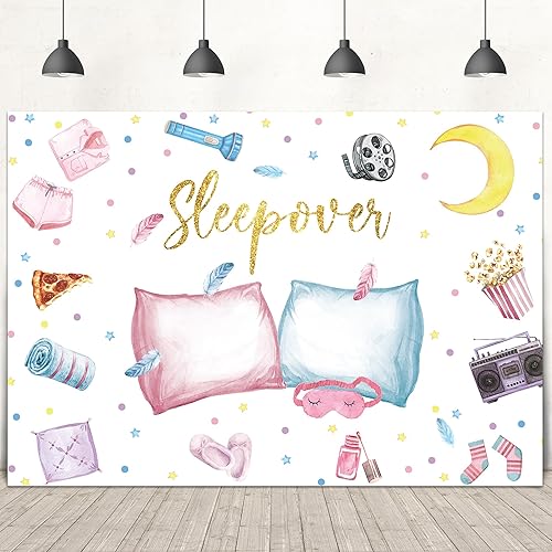 LIGHTINHOME Sleepover - Telón de fondo de fiesta para niñas de 7 pulgadas de ancho x 5 pulgadas de alto, almohada de pijama rosa para mujer, linda