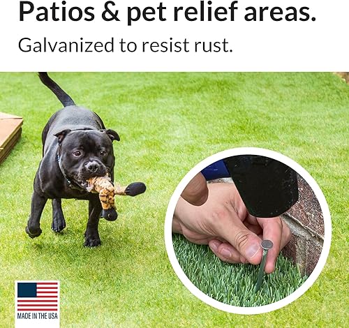 Miniatura 5 de Pinnacle Mercantile 300 estacas de césped artificial galvanizadas para paisajismo falso al aire libre, resistentes, resistentes a la corrosión,