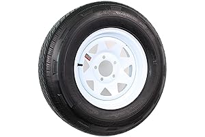 eCustomRim ST205/75R14 Load Range D Radial Tire on white Spoke Wheel with...