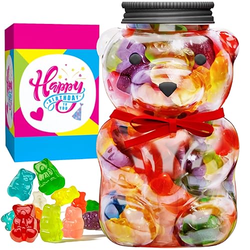Tarro de gomita Tarro de plástico listo para regalo de dulces relleno de gomitas dulces Caramelos de goma en recipiente en forma de oso con