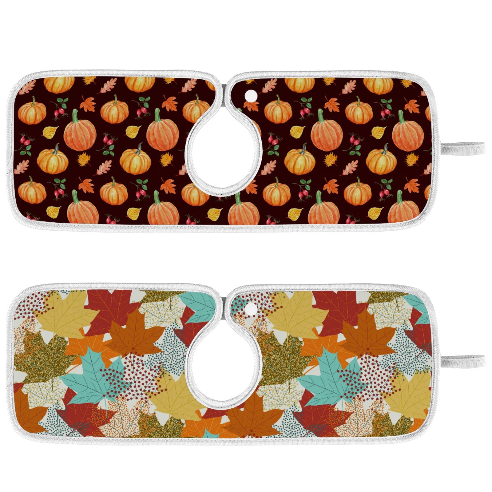 Fall Pumpkin Maple Leaves Faucet Sink Mat for Kitchen 2 Pack Autumn Harvest Give Thanks Bathroom Drying Mat Absorbent Splash Water Catcher Mats Microfiber Cloth Drip Protector Splash Pad 14x5 Inches