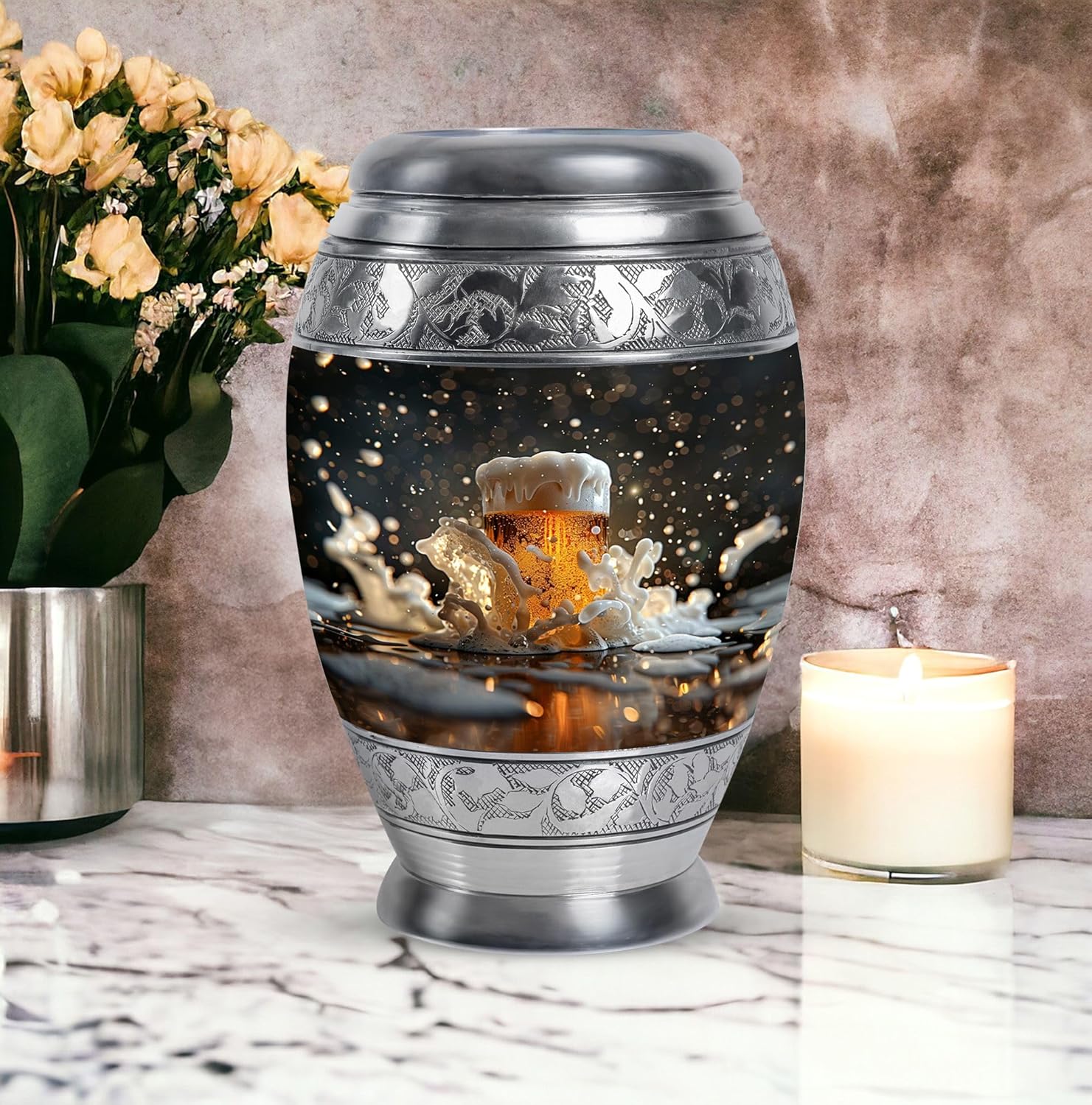 Beer Urn - Urns for Human Ashes - Urn for Ashes Adult Male - Cremation Urns for Burial - Funeral Urn - (10 inch Pack of 1)