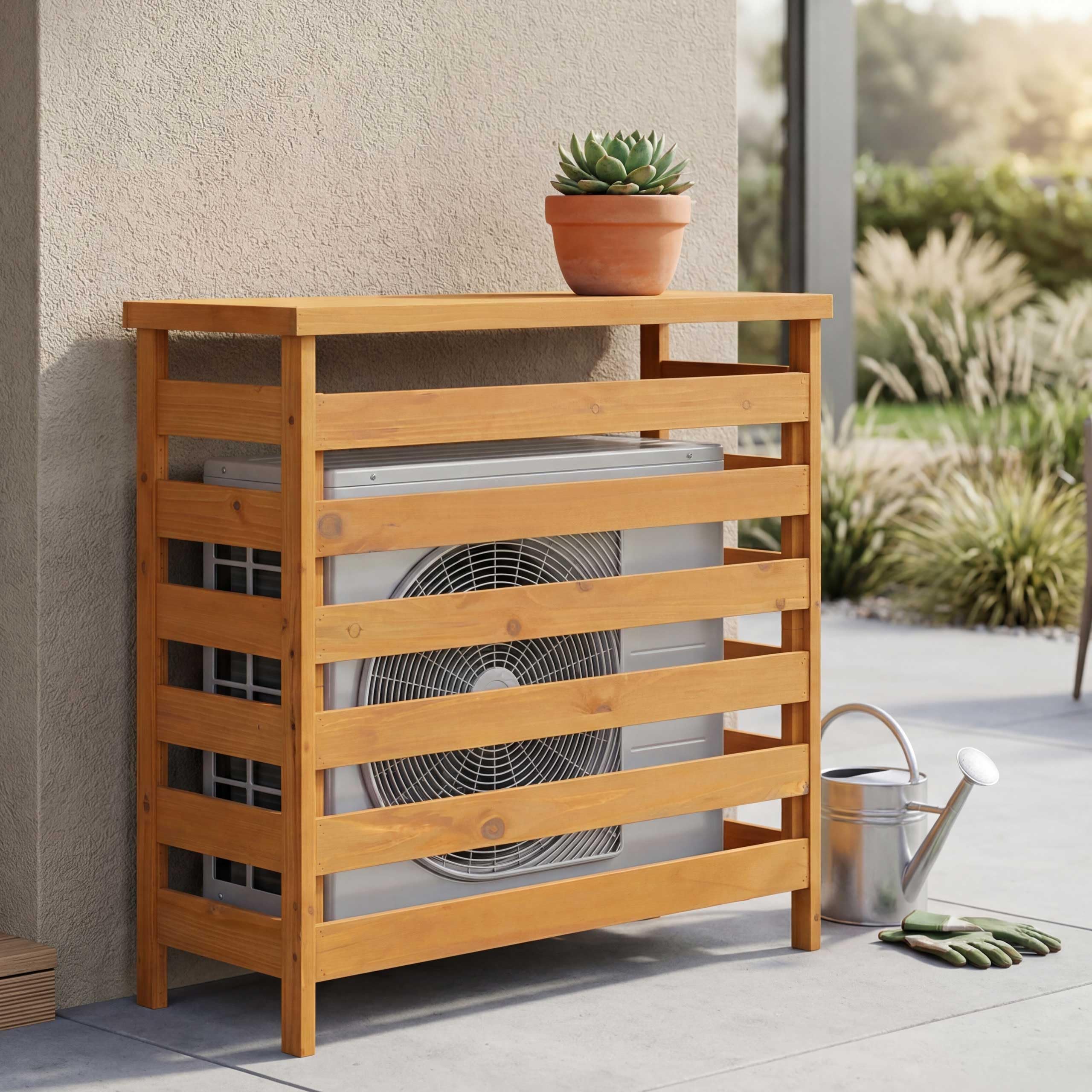 Mendler Copertura per impianto di climatizzatore/Pompa Calore HWC-Q15, Rivestimento in Legno MVG 78x84x32 cm - Naturale