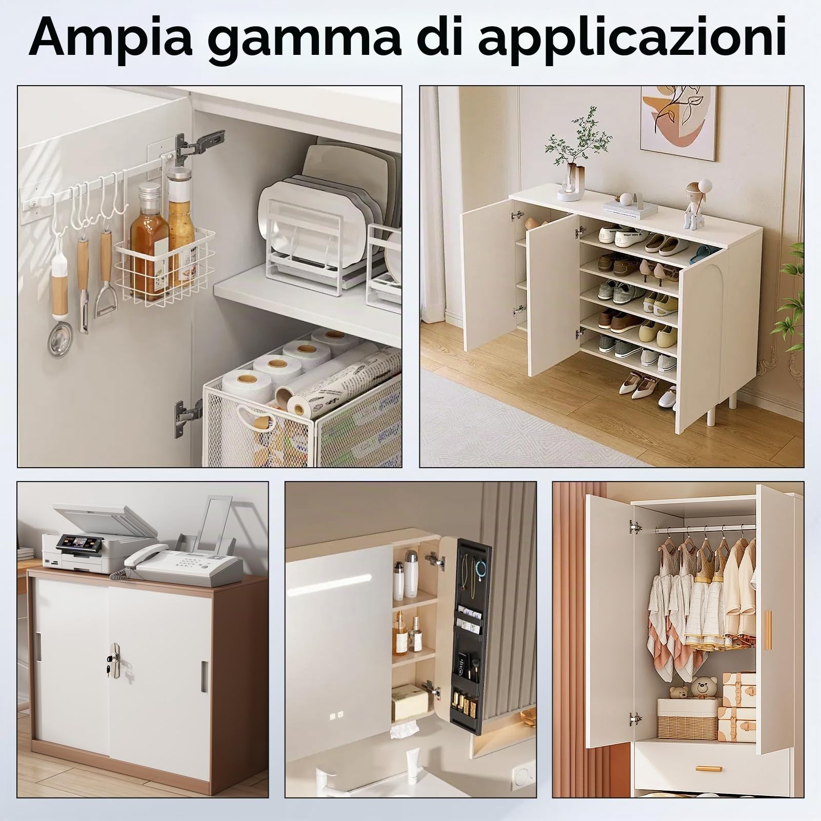 2 in 1 Dima di Foratura per Cerniera a Ante Cucina, Maschera di Foratura per Perno con Punta da Trapano da 1/4", 2 mm, 5 mm e 35 mm, per assemblaggio di armadi cassettiere a schedari (Lungo)