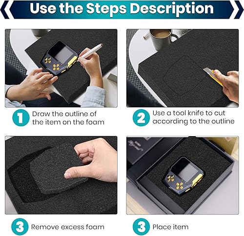 Miniatura 5 de 5 piezas de espuma de poliuretano de 16 x 12 x 2 pulgadas, insertos de espuma para estuches, hojas de espuma negra para embalaje, relleno de 2