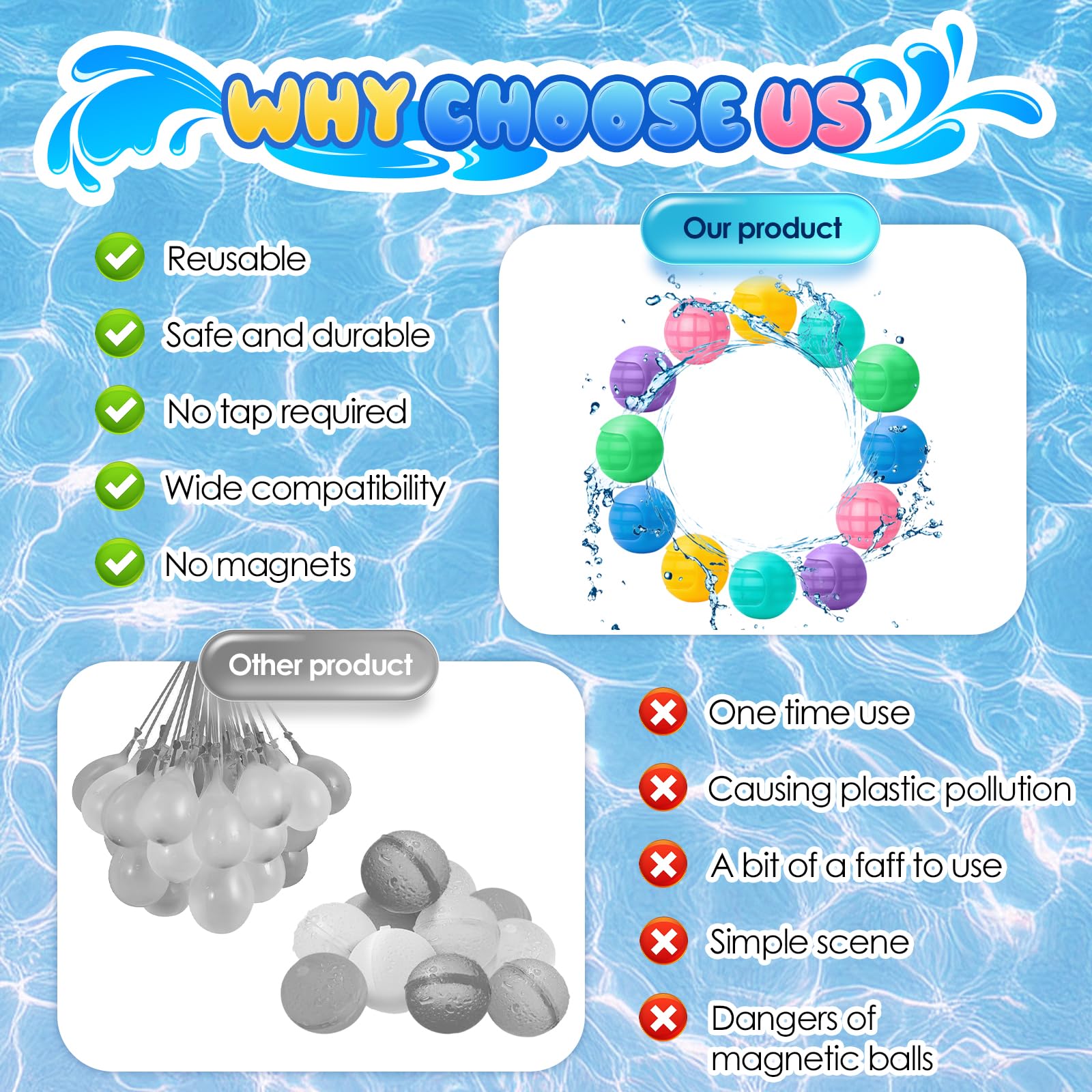 Sternstunde 12 Pièces Bombe à Eau Réutilisable, Ballons d'Eau Auto-Remplissage Rapide en Silicone, Sûrs et Écologiques pour Enfants et Adultes, Jeux d'Eau Extérieur Été Piscine Plage Jardin (12)