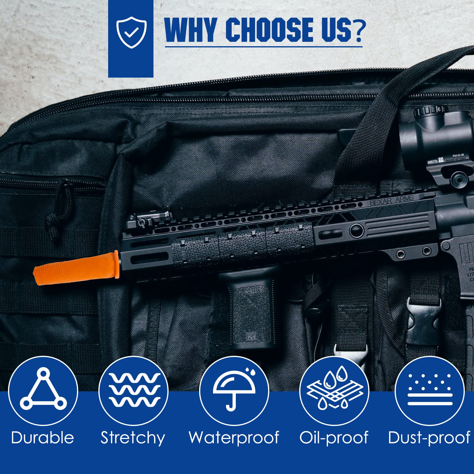 Aolamegs 60 Pack Rifle Muzzle Cover, Orange Flexible Latex Rifle Muzzle Cap, Perfect Gun Maintenance Accessories for Keeping Your Rifle Barrel Clean and Dry