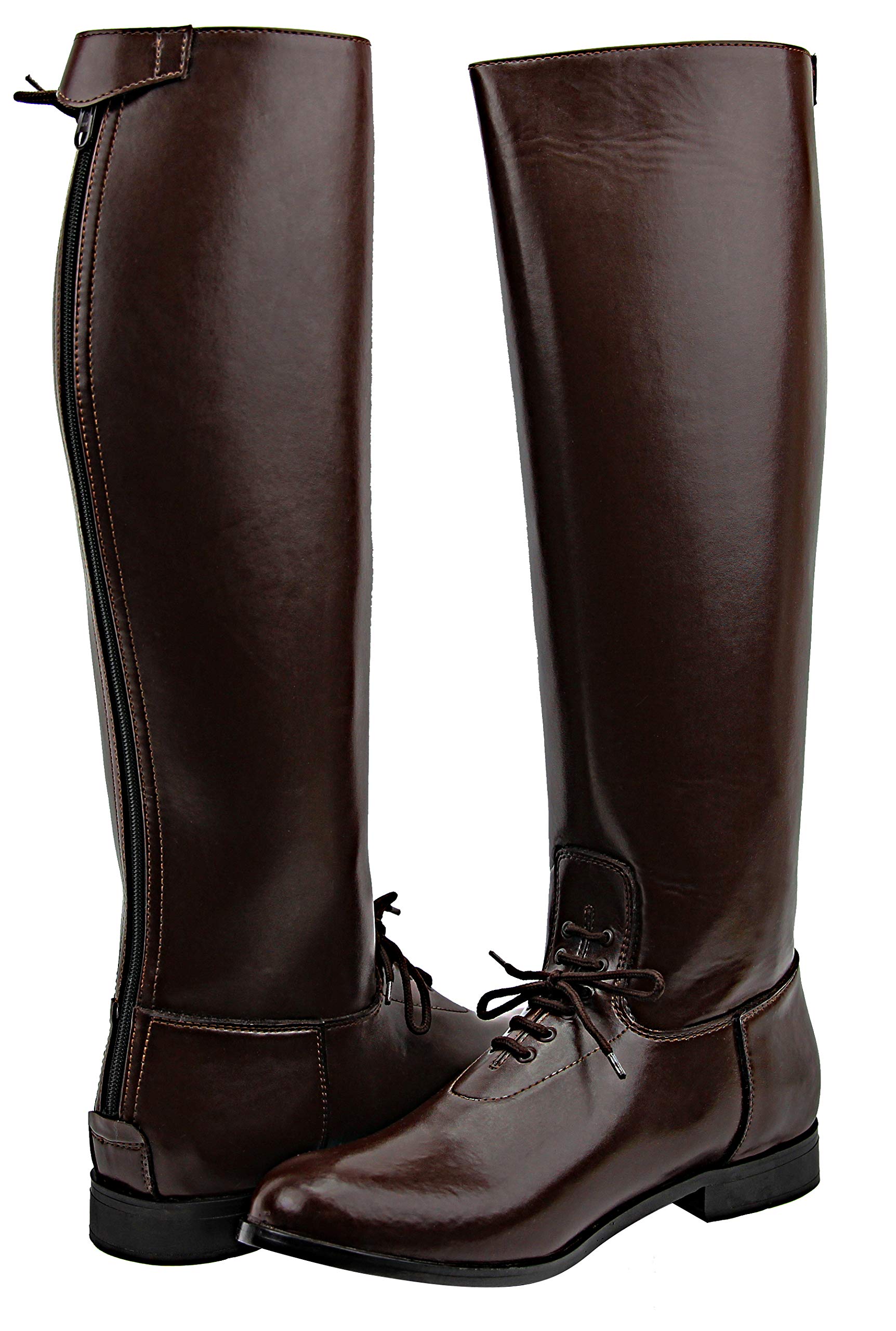 FAMMZMB-2 Men's Mens Man Motorcycle Police Patrol Leather Tall Knee High Riding Boots - Brown