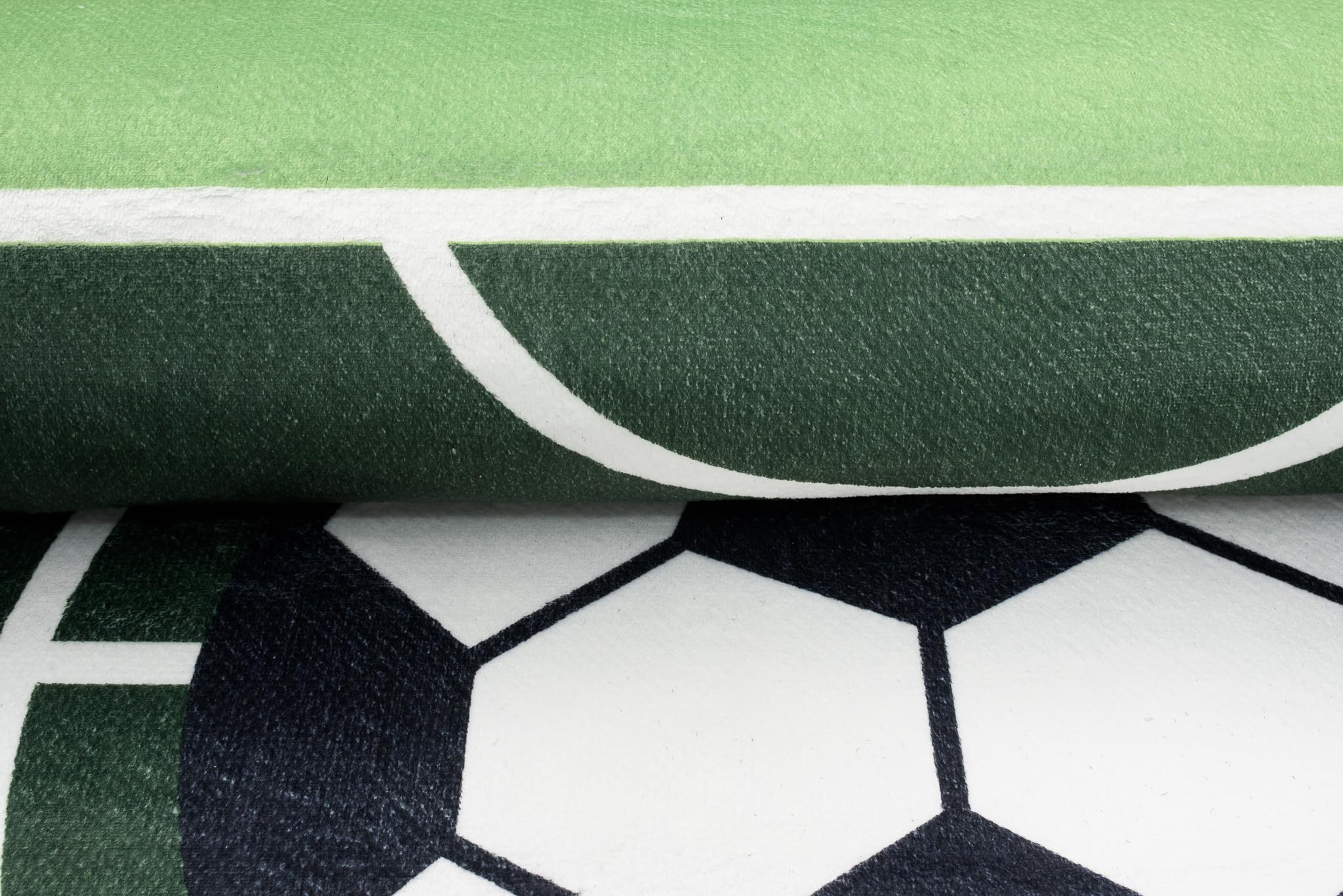 TAPISO Flannel Tapis Chambre Enfant Bébé Fille Garçon Antidérapant Lavable Vert Blanc Noir Tapis de Jeux Terrain de Football Poils Ras Oeko-TEX Résistant 200 x 300 cm