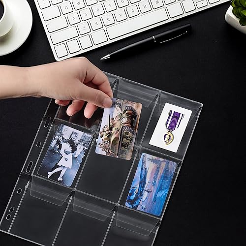 Miniatura 4 de 90 bolsillos para carpetas de monedas, soportes de 2.5 x 3.3 pulgadas, 10 hojas sueltas sin ácidos, soportes de colección para medallones, sellos de