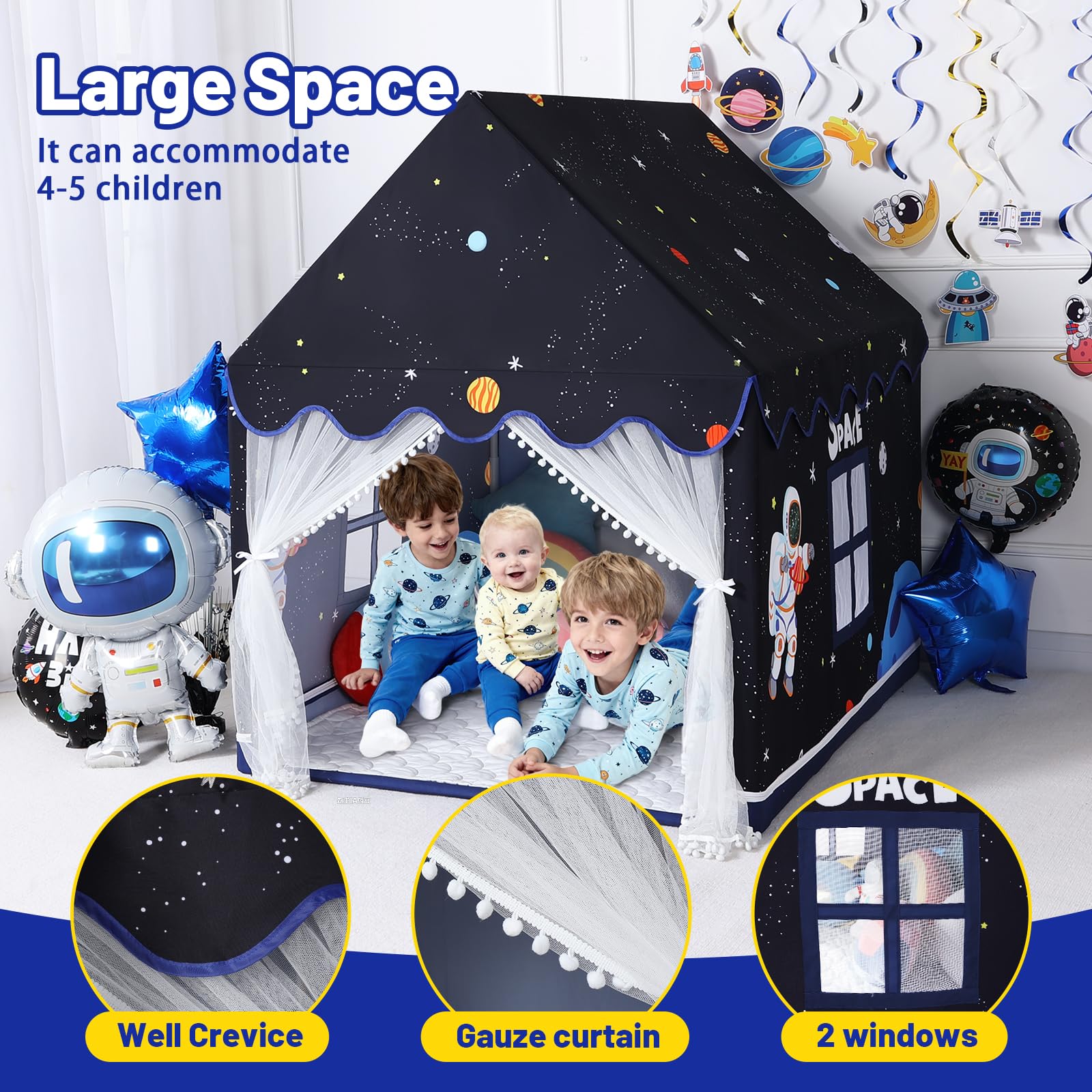 Wilwolfer Tente de Jeu Enfant extérieur : Cabane pour Enfants - Tente de Jeu pour Enfants avec Tapis - Maison de Jardin Enfant pour l'intérieur et l'extérieur
