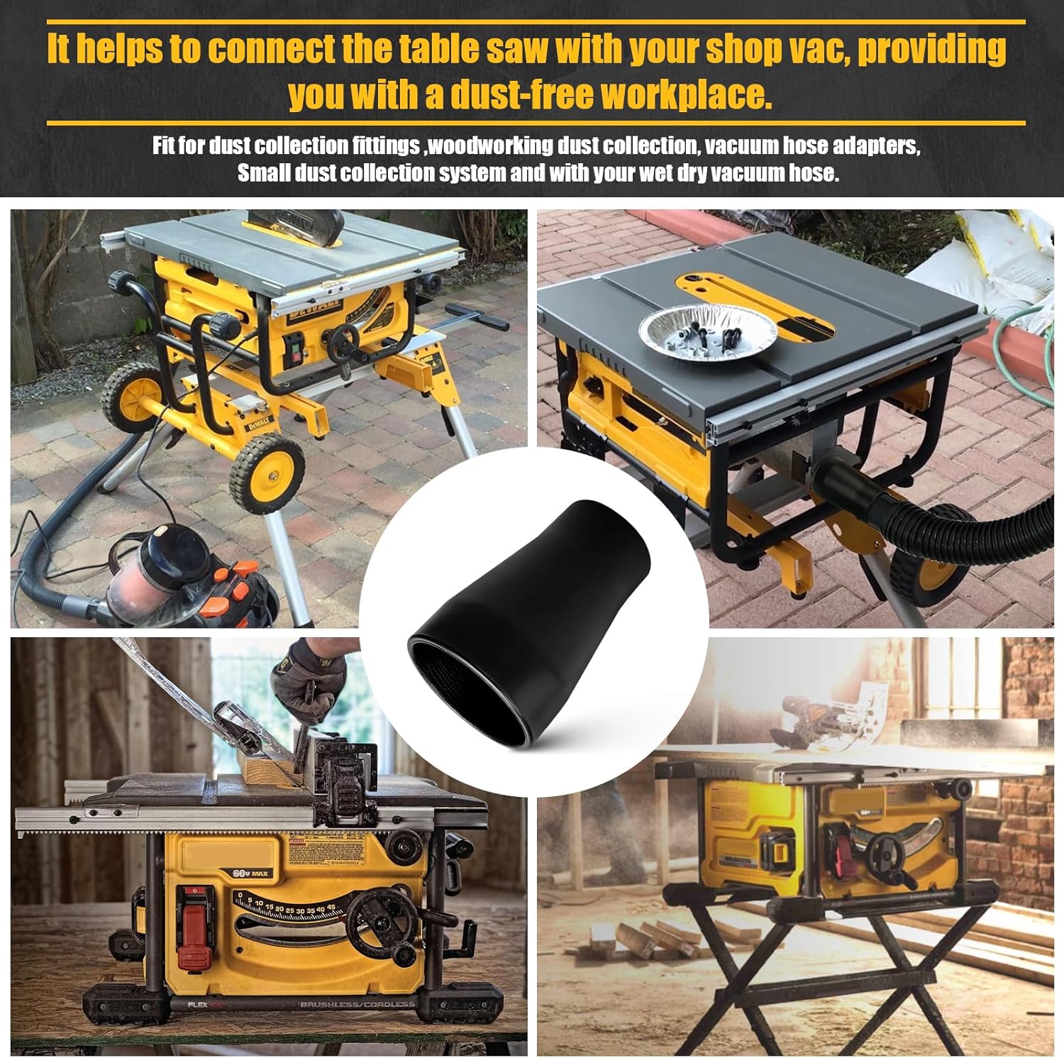 Table Saw Vacuum Adapter Replacement For Dewalt DWE7491RS Dust Collection Shop Vac Attachment Construction - Suitable for connecting 2 1/2 "table saw outlet to 1 7/8" Shop Vac Hose, Fit Most Table Saw