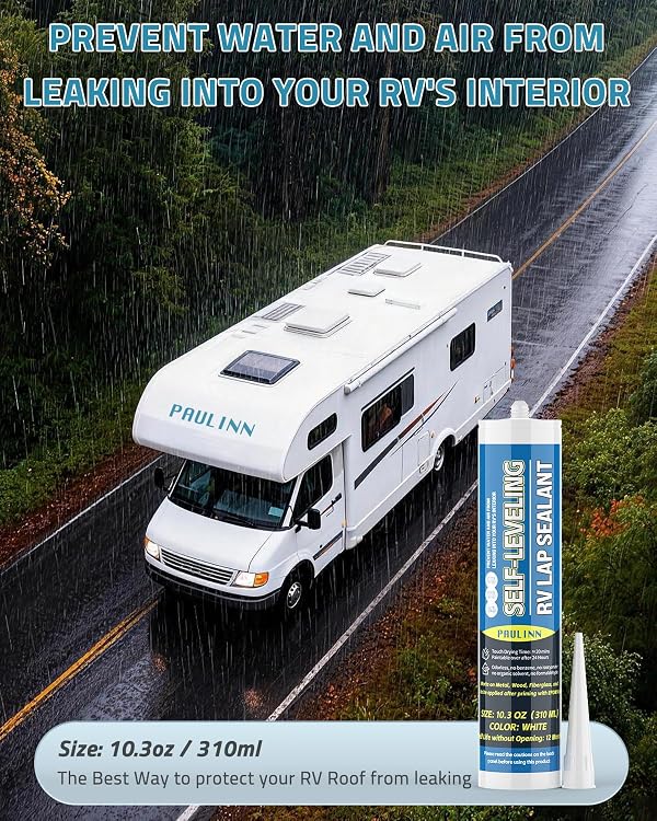 PAULINN Self Leveling Lap Sealant White, RV Roof Sealant for Camper Repair, RV Caulking, Rubber Roof EPDM, Flexible, UV & Waterproof, no Smell and Safe for RV Indoor use, 4 Packs by PAULINN - Image 7