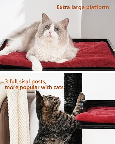 Miniatura 6 de FourFurPets Árbol para gatos de 43.7 pulgadas, moderna torre de árbol para gatos, torre para gatos de interior para adultos grandes, condominio para