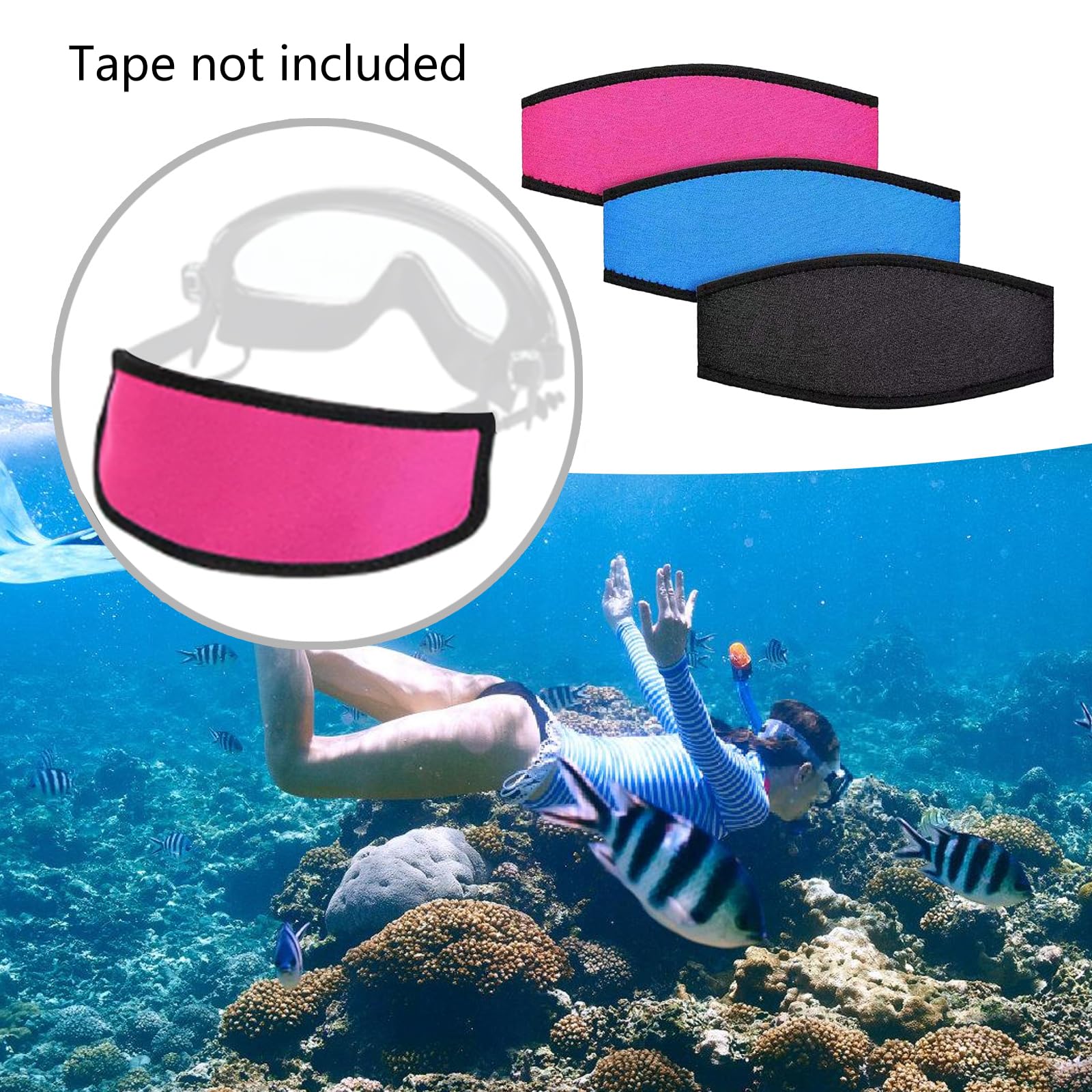 Snorkels Facepiece Head Strap Neoprene Facepiece Strap Diving Hair Protector Wrap Goggle Strap for Men and Women