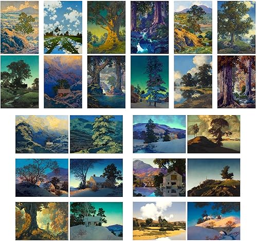 Miniatura 2 de PIXILUV Postales vintage (24 piezas de 4 x 6 pulgadas cada una) Paisajes fantásticos Tarjetas de notas vintage tonos saturados retro reimpresión de