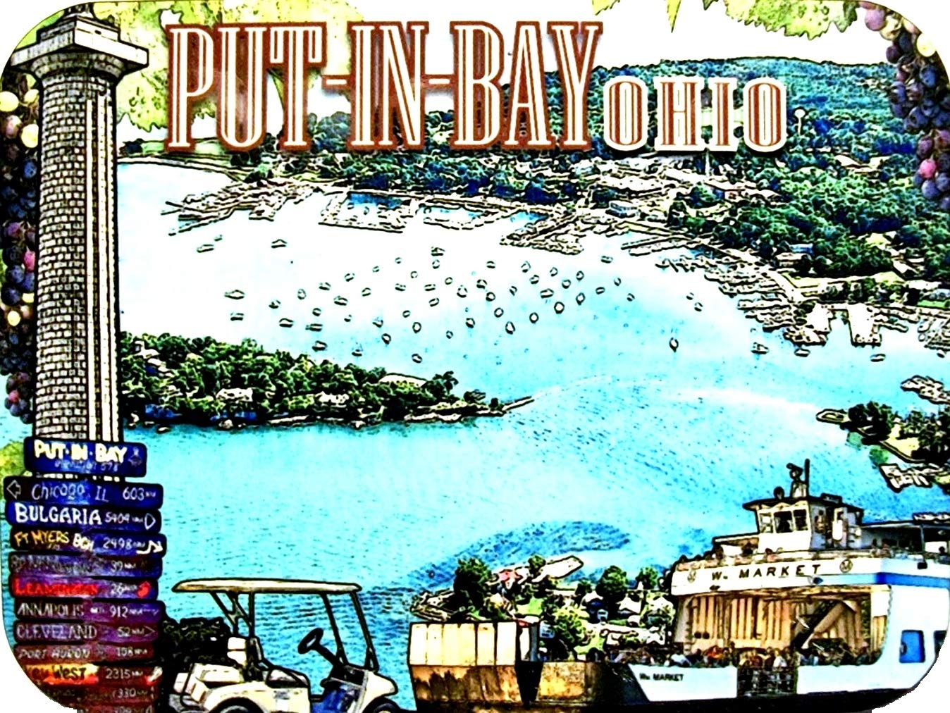 Put In Bay with Road Signs Ohio Photo Fridge Magnet