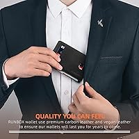 Vista 32 de RUNBOX - Carteras delgadas para hombre, cartera de piel con pinza para el dinero, cartera de bolsillo frontal con bloqueo RFID, tarjetero Negro