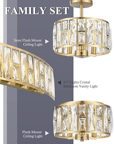 Miniatura 2 de COYILAP XDD005-3-G - Lámparas de techo de cristal de 12 pulgadas para dormitorio, sala de estar, pasillo, XDD005-3-G