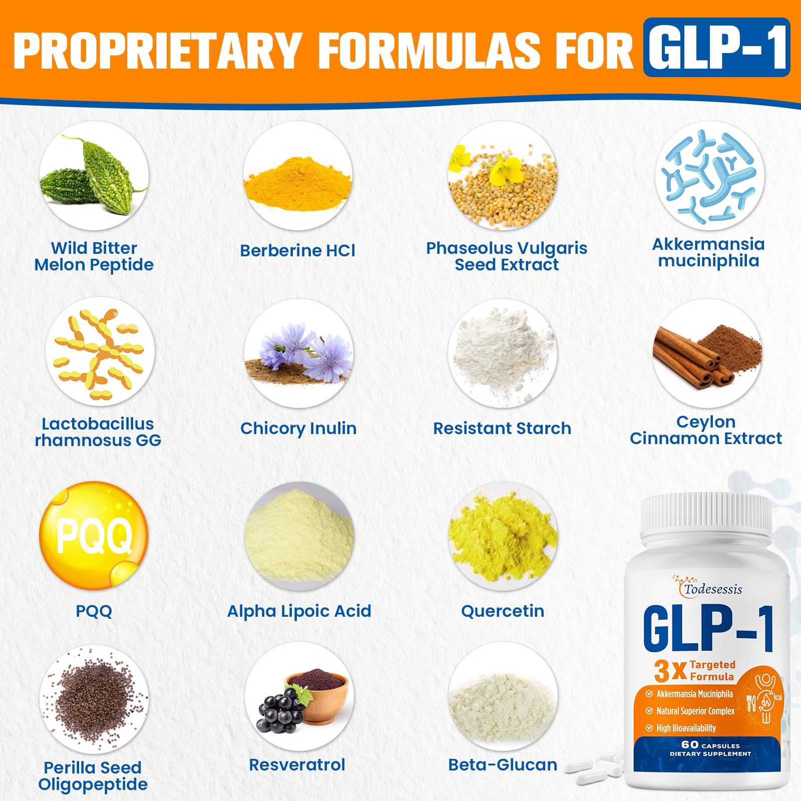 Amazon.com: GLP-1 Supplement for Women, 3X Targeted Formula, Gentle on the  Stomach, GLP-1 with Akkermansia Probiotic, Berberine HCI & Chicory Inulin,  Natural GLP1 for Digestion & Gut Health