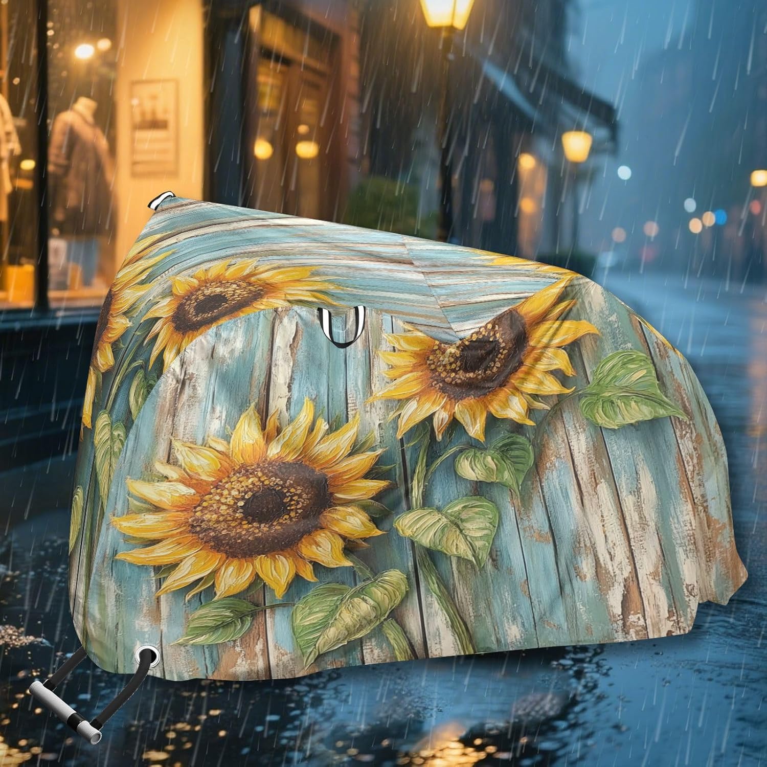 ALAZA Yellow Sunflowers on Board Bike Cover Waterproof Outdoor Ebike Bicycle Covers Tarp Protection for 1/2 Bikes, Sun UV Dust Wind Proof