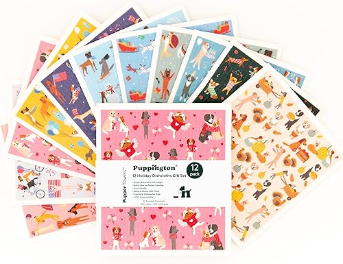 Miniatura 1 de Puppington Pupper Towels - 12 paños de cocina suecos para decoración de Navidad de cocina, toallas de cocina y paños de cocina para perros de Papá