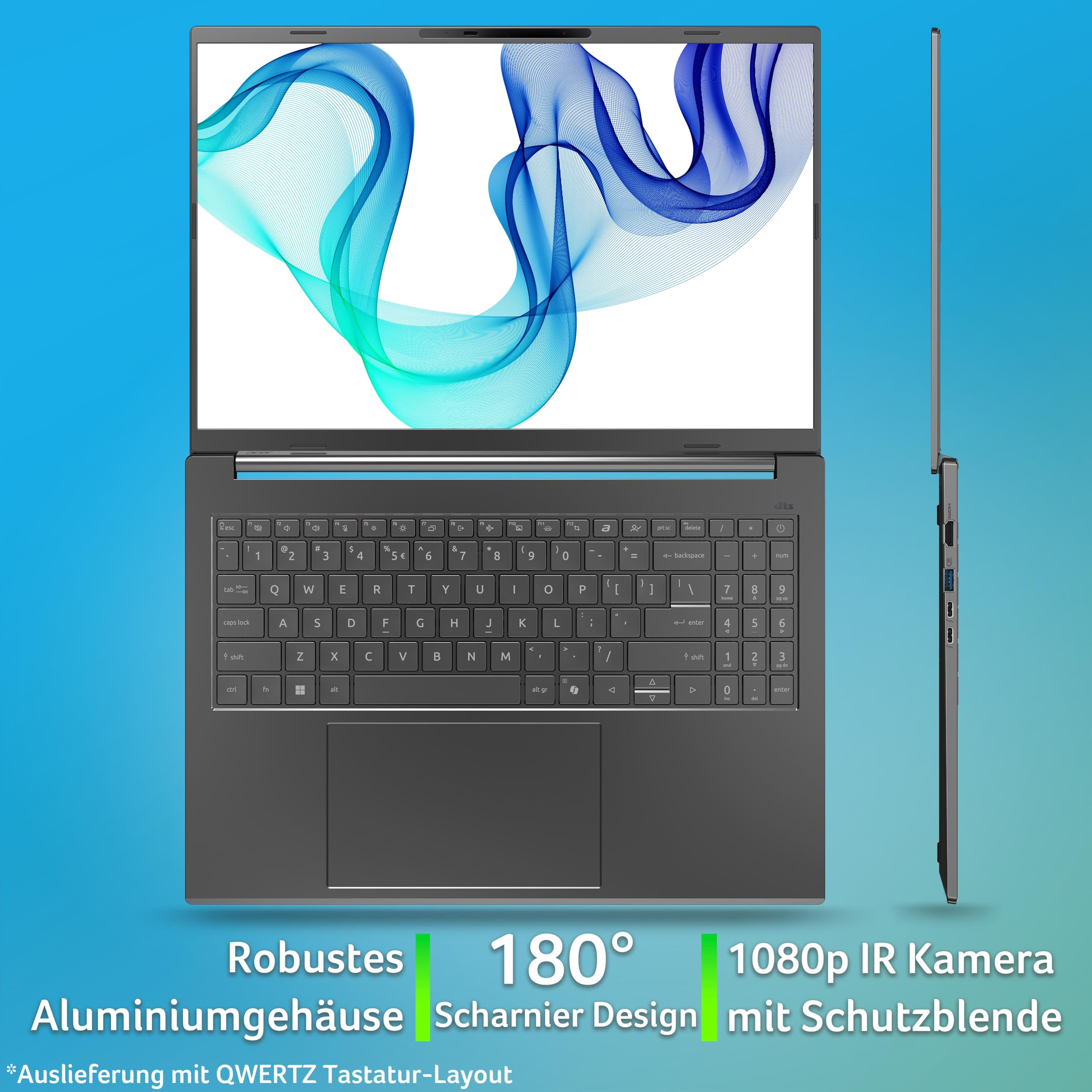 Acer Aspire 16 AI OLED (A16-52M-916J) AI Laptop, Copilot+ PC, 16" WUXGA OLED Display, Intel Core Ultra 9 288V, 32 GB RAM, 1 TB GB SSD, Intel Arc Grafik 140V, Windows 11, QWERTZ Tastatur, grau