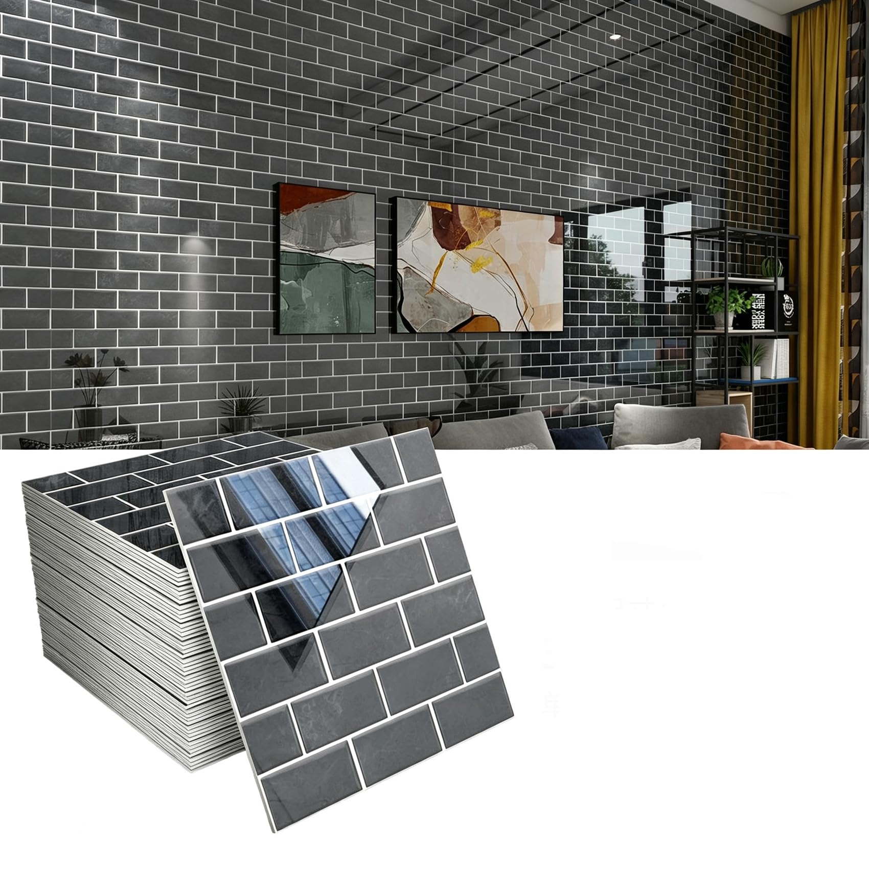 JUXDZISHW ,A,3D Wall Panels Peel and Stick in Grey White,20 PCS XPE Foam 3D Wallpaper, Faux Brick Wall Panels for Bedroom, Stairs, Kitchen
