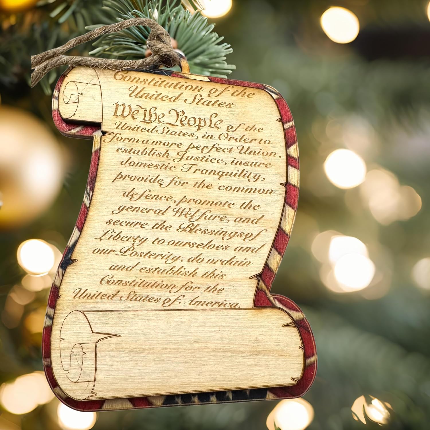 Constitution We The People Wooden Ornament