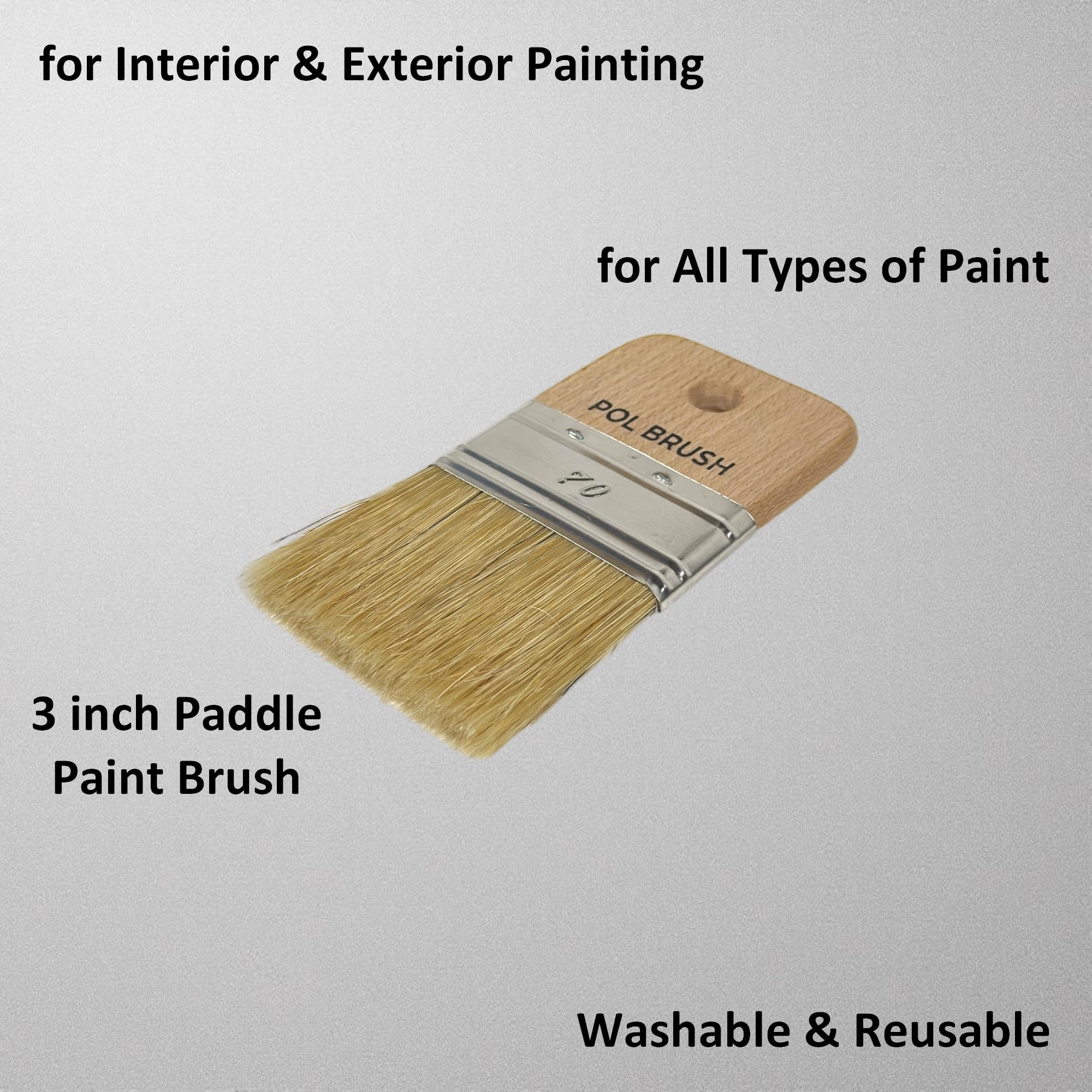 Lot de 2 pinceaux plats de 7,6 cm – Professionnel européen – Poils naturels – Pour acrylique, craie, huile, aquarelle, gouache, teinture, vernis, cire, etc. – Pour art, enfants, murs, détails, etc.