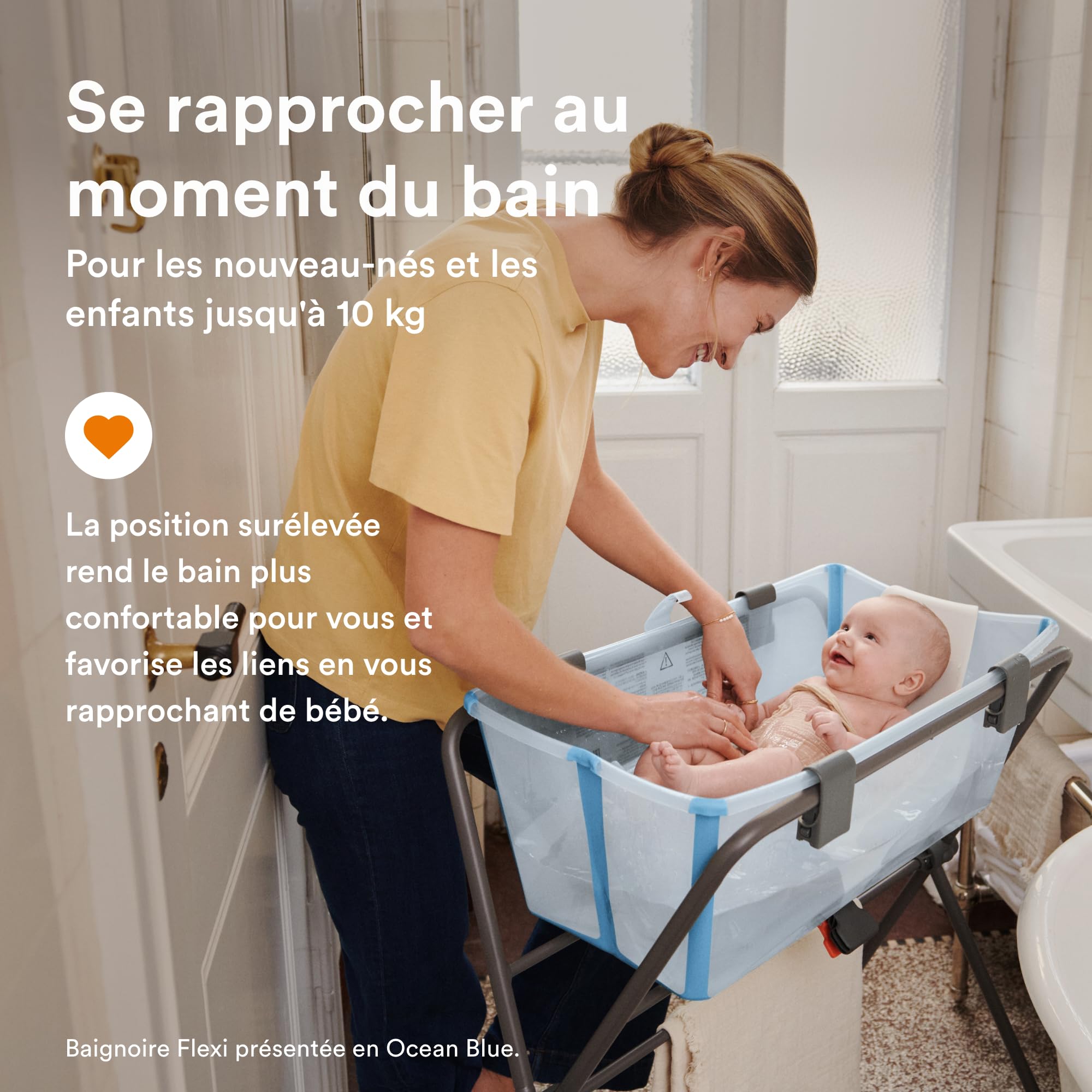 Stokke Flexi Bath (Beige sable) + Support nouveau-né + Support Flexi Bath - Idéal pour Nouveau-né et Bébé Jusqu’à 48 mois - Pliable, durable et facile à ranger