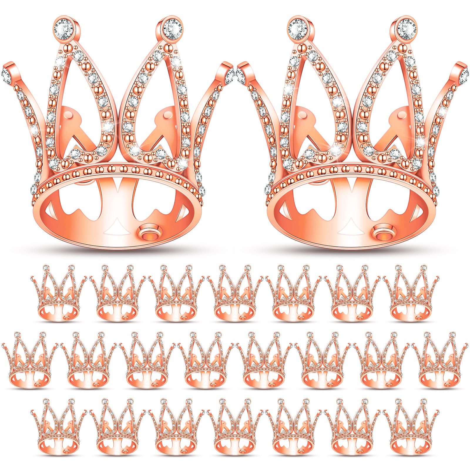 24 Pcs Crown Cake Topper Mini Baby Crown Tiny Queen Crown Small Princess Headpiece Cake Decoration for Women Lady Girl Bridal Wedding Royal Themed