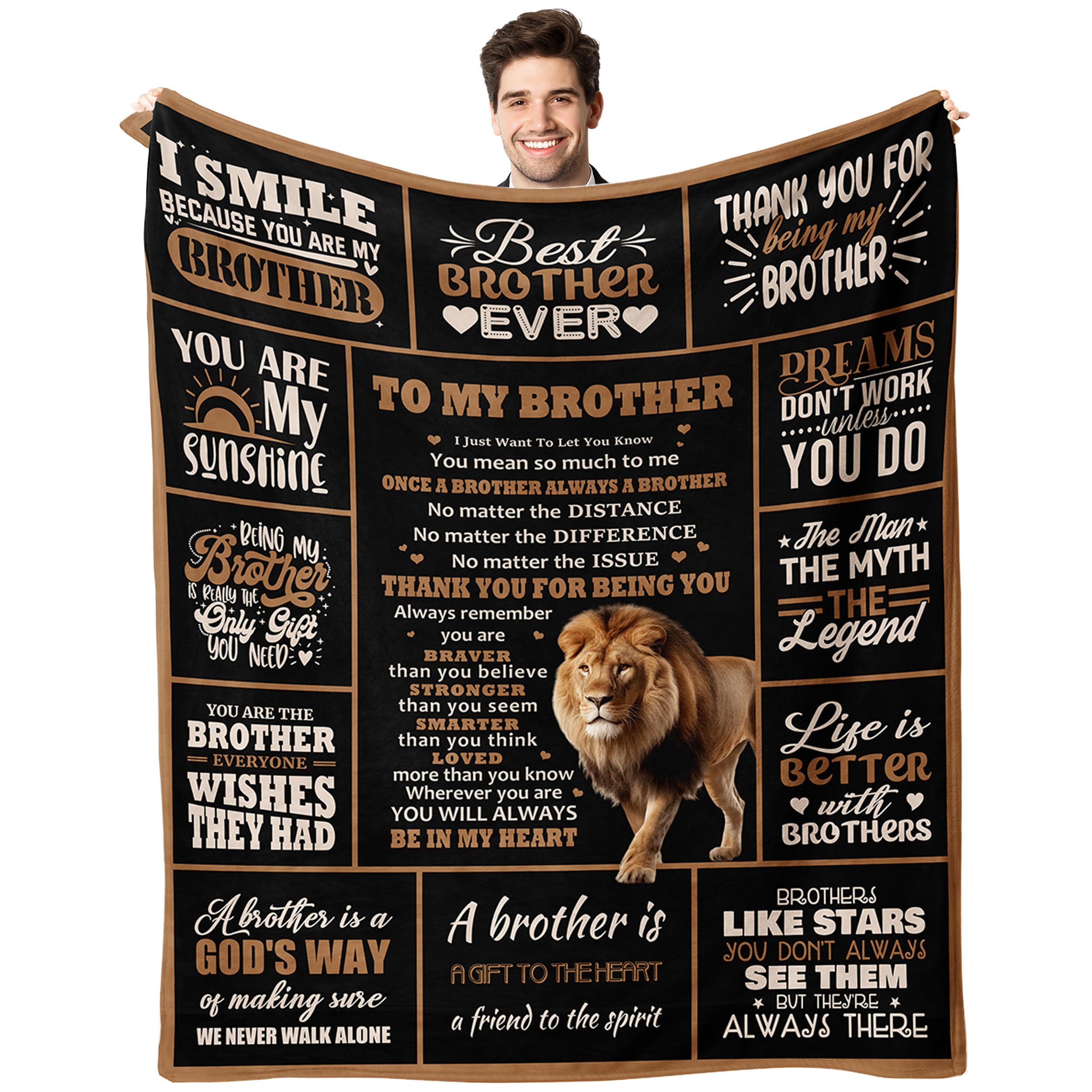 Rqhoqci Lion-Brother Big Brother Gifts - Throw Blanket, 60"X50" For Christmas & Birthday