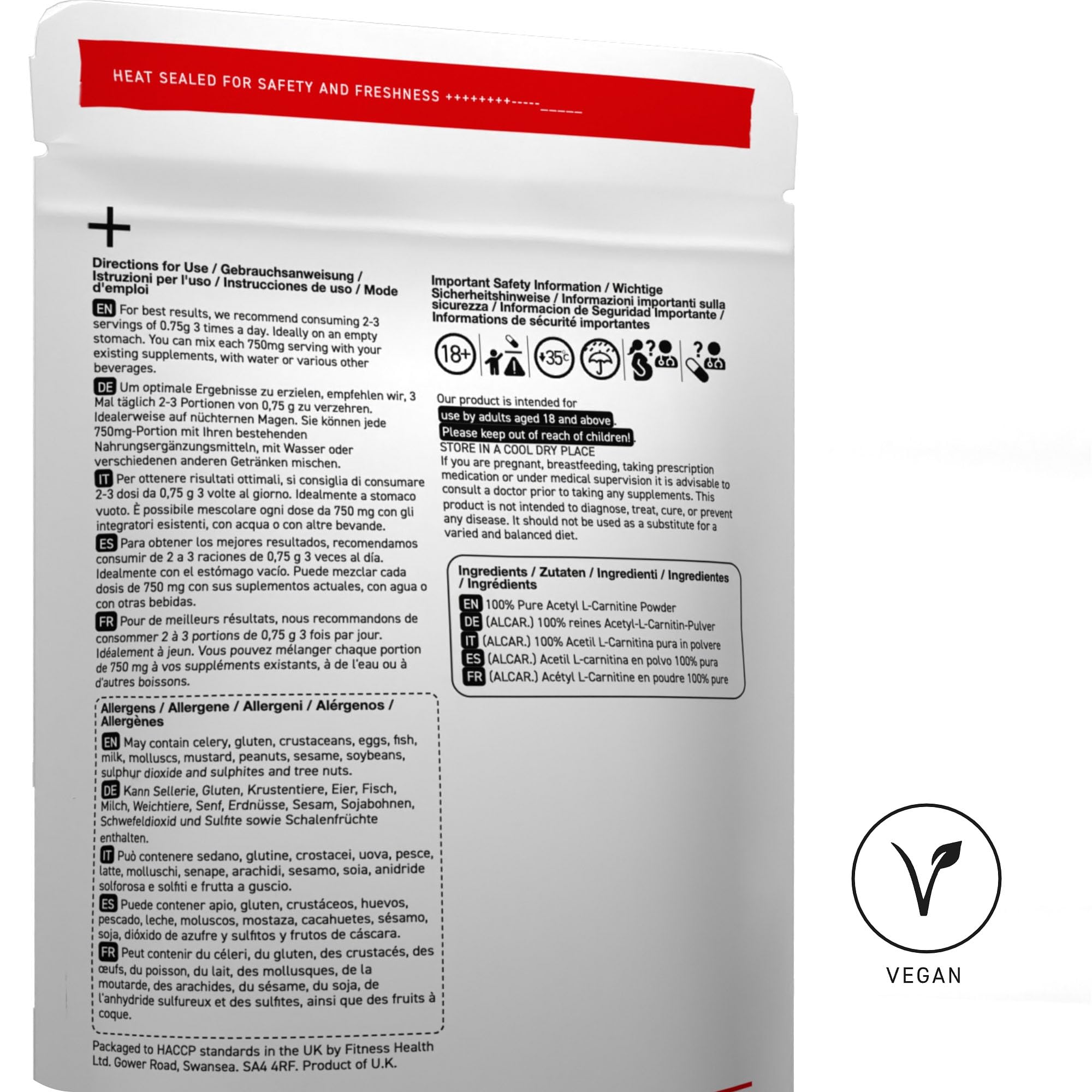 ALCAR Acetyl L-Carnitin Pulver 100g rein