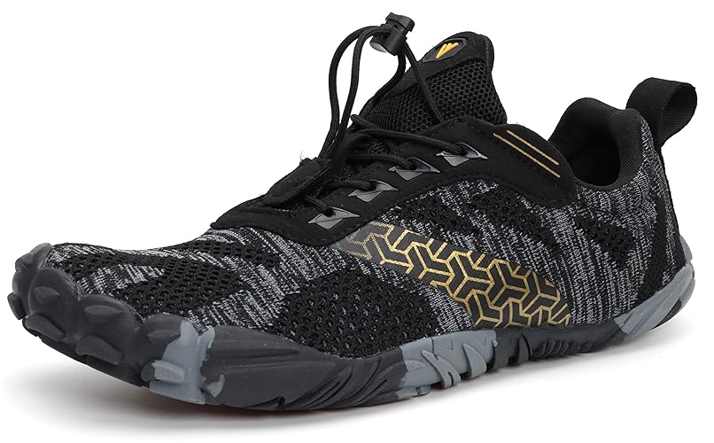 WHITIN Men's Minimalist Trail Running Shoes | Wide Toe Box | Optimal Barefoot-Feel - 12 - W20 Black