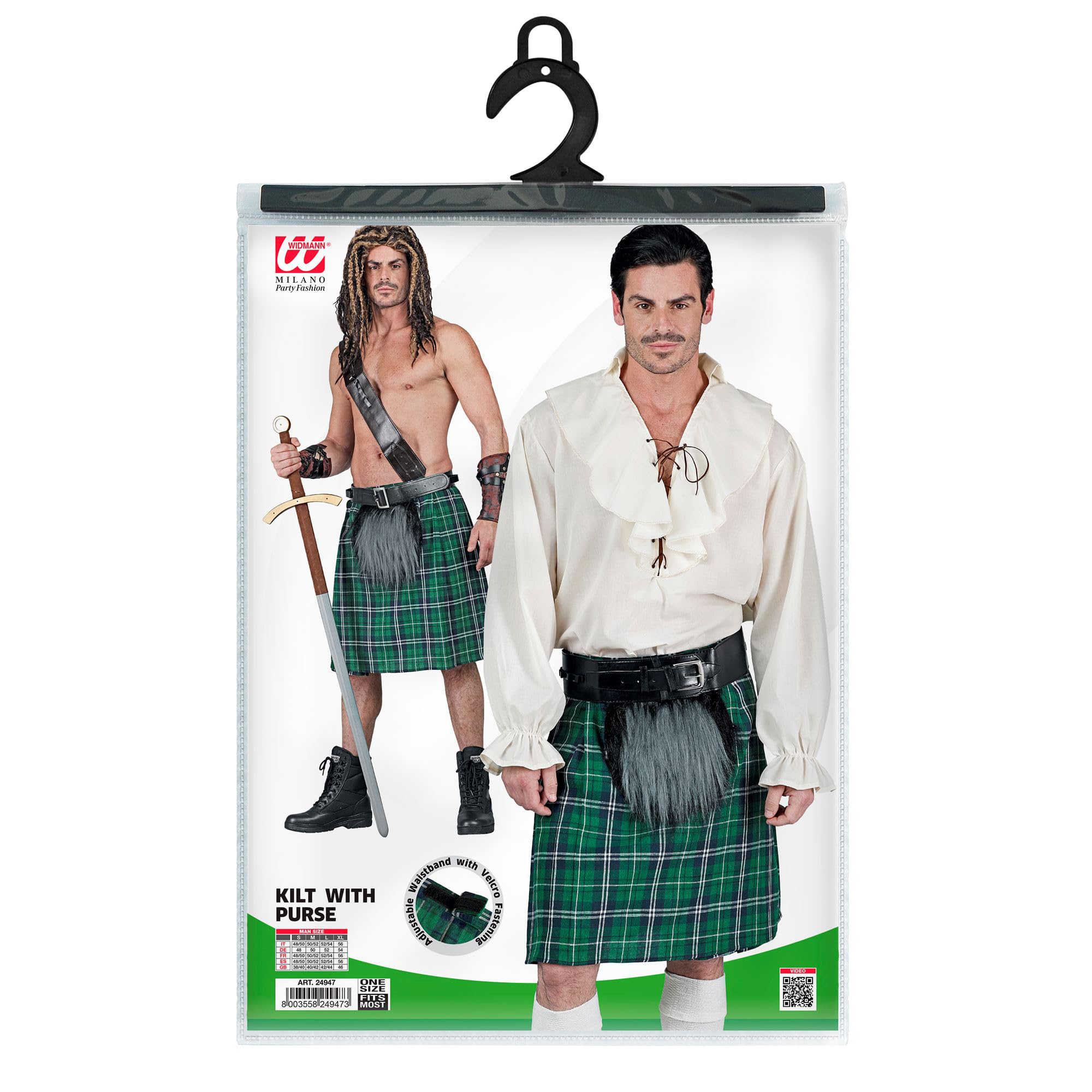 W WIDMANN MILANO Party Fashion - Kilt pour Adultes, Jupe écossaise pour Hommes, pour Carnaval, fête à thème