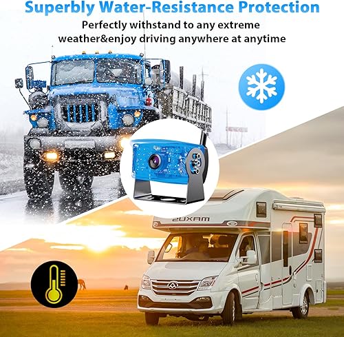 Miniatura 5 de eRapta HD 1080P Sistema de cámara de respaldo inalámbrico de 10 pulgadas para RV, camión, remolque, furgoneta, Quad Split Monitor con grabación,