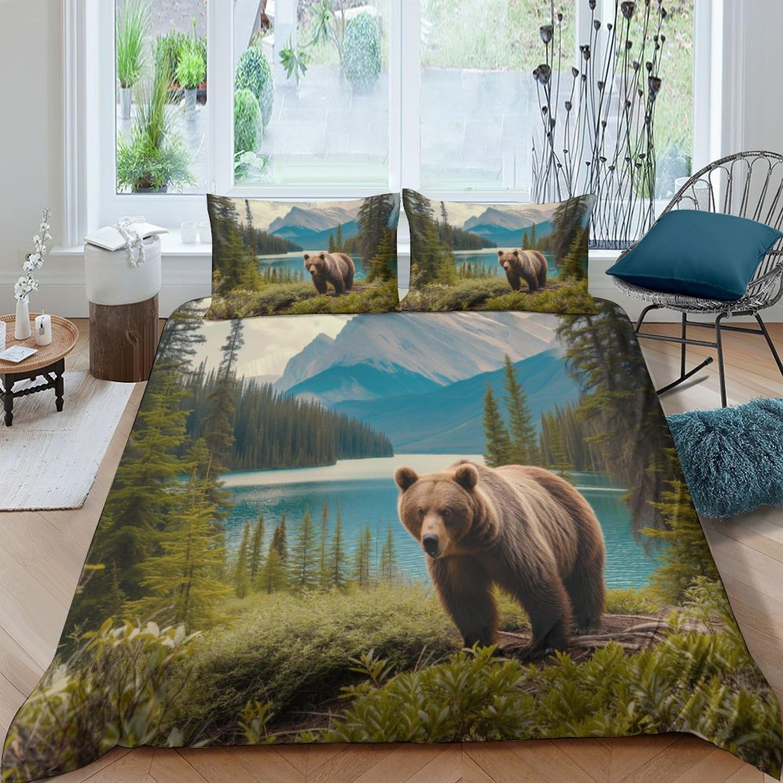 Parure de lit housse de couette ours marron pour une chambre d'enfant cocooning